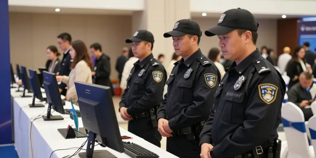 "Security Services by trusted local professionals ensuring safety at an event."