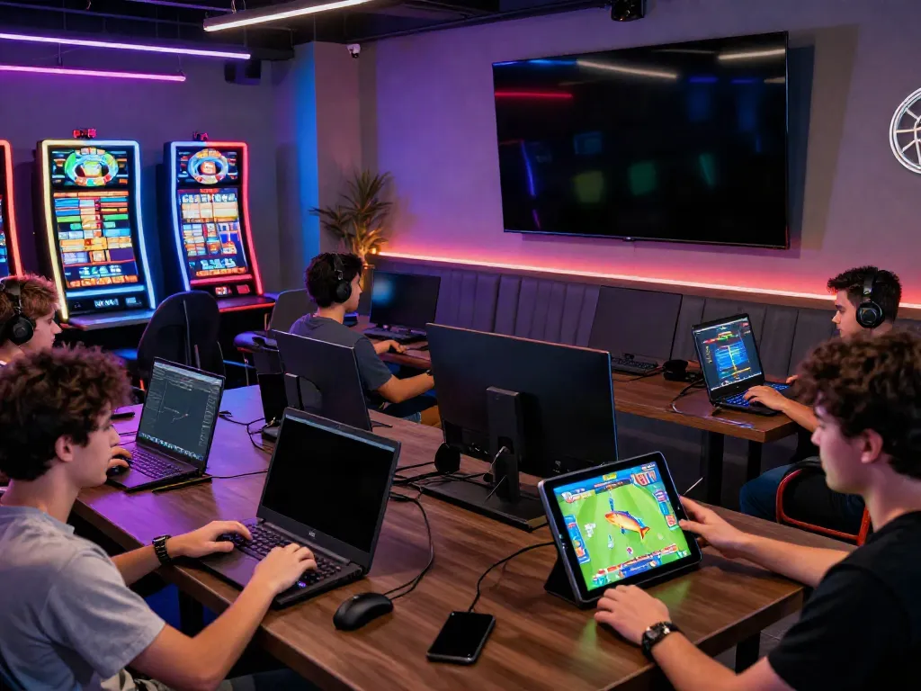 Diverse players enjoying online gaming experiences with gem88, showcasing interactive sports betting and slot games.