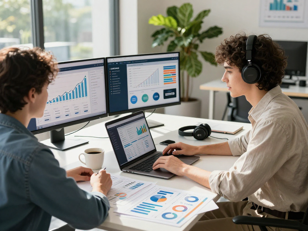 Entrepreneur analyzing XPAY33 Australia financial strategies in a bright workspace